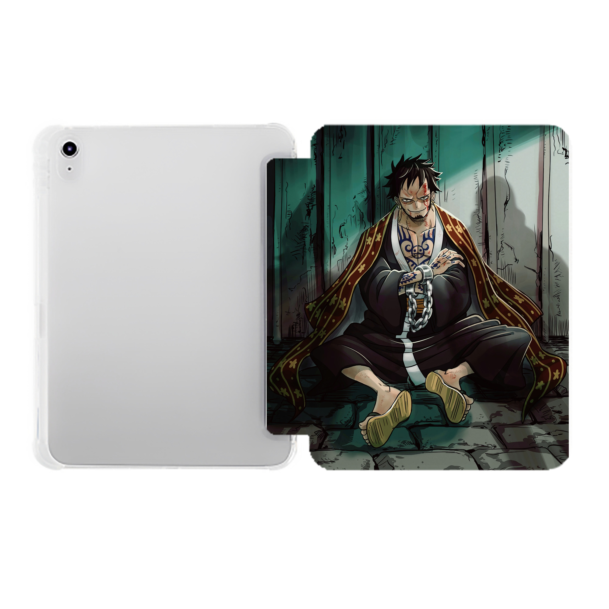 （画像用） ワンピース ONE PIECE IPad ケース ペン収納付き 三つ折りスタンド PUレザー×シリコン 対応機種9.5/10.5/10.9インチ